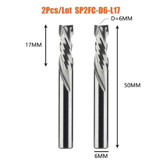 2 TEILE/LOS Kompressionsfräser Holzarbeiten UNTEN Schnitt Zwei Flöte Spirale Hartmetallfräser CNC Fräser Holz Schaftfräser