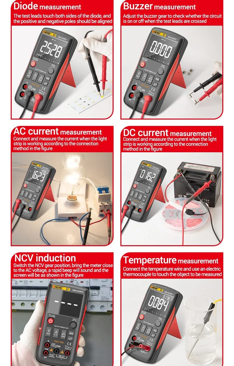 ANENG Q1 Digital Multimeter 9999 Analog Tester True RMS Professionelles Multimetro DIY Transistor Kondensator NCV Tester LCR Meter