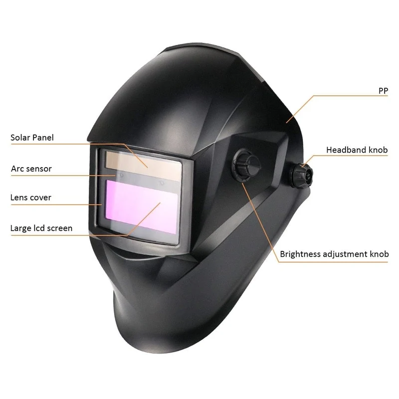 Professioneller Schweißschutzhelm, automatisch verdunkelnde Lötmaske, True-Color-Schweißerkappe, 4 Lichtbogensensoren für WIG, MIG, MMA