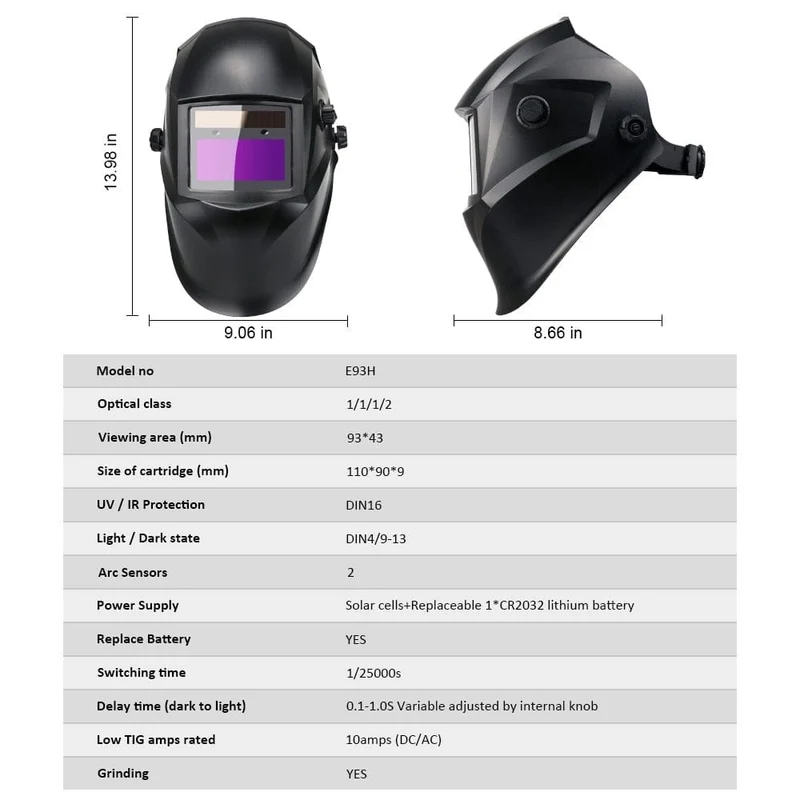 Professioneller Schweißschutzhelm, automatisch verdunkelnde Lötmaske, True-Color-Schweißerkappe, 4 Lichtbogensensoren für WIG, MIG, MMA