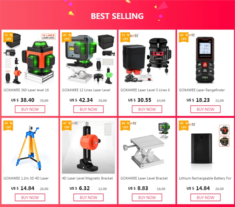 GOXAWEE 360 Laser-Nivelliergerät, 16/12 Linien, 3D/4D, selbstnivellierender Nivellierlaser, kreuzförmig, horizontal, vertikal, grüner Strahl für Bauwerkzeuge