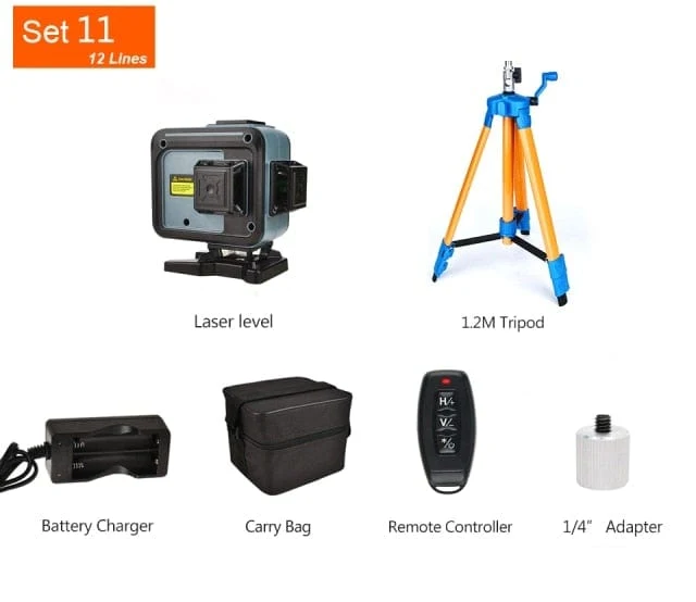 GOXAWEE 360 Laser-Nivelliergerät, 16/12 Linien, 3D/4D, selbstnivellierender Nivellierlaser, kreuzförmig, horizontal, vertikal, grüner Strahl für Bauwerkzeuge