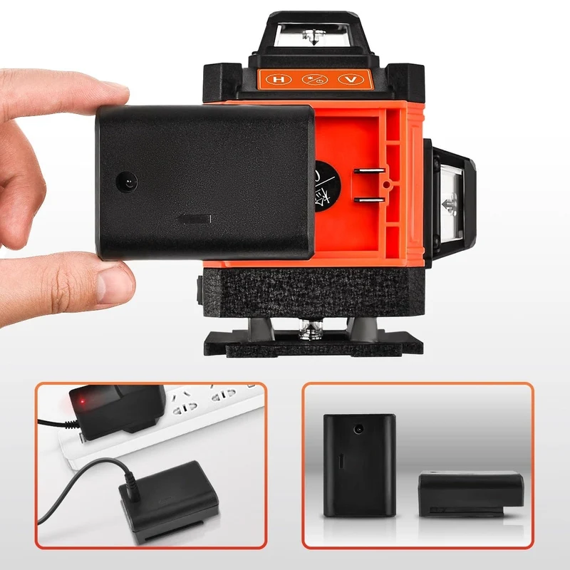 GOXAWEE 360 Laser-Nivelliergerät, 16/12 Linien, 3D/4D, selbstnivellierender Nivellierlaser, kreuzförmig, horizontal, vertikal, grüner Strahl für Bauwerkzeuge