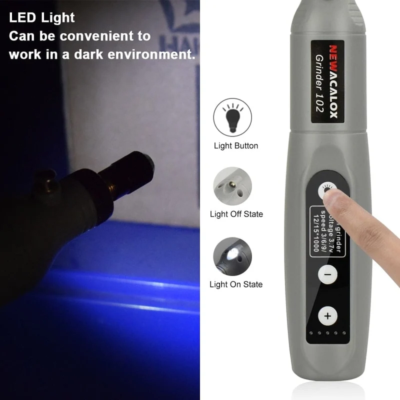 NEWACALOX Mini-Schleifmaschine mit variabler Geschwindigkeit und USB-Aufladung, Rotationswerkzeug-Set, Schleifset mit 126-teiligem Gravurzubehör-Set