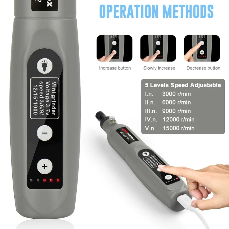 NEWACALOX Mini-Schleifmaschine mit variabler Geschwindigkeit und USB-Aufladung, Rotationswerkzeug-Set, Schleifset mit 126-teiligem Gravurzubehör-Set