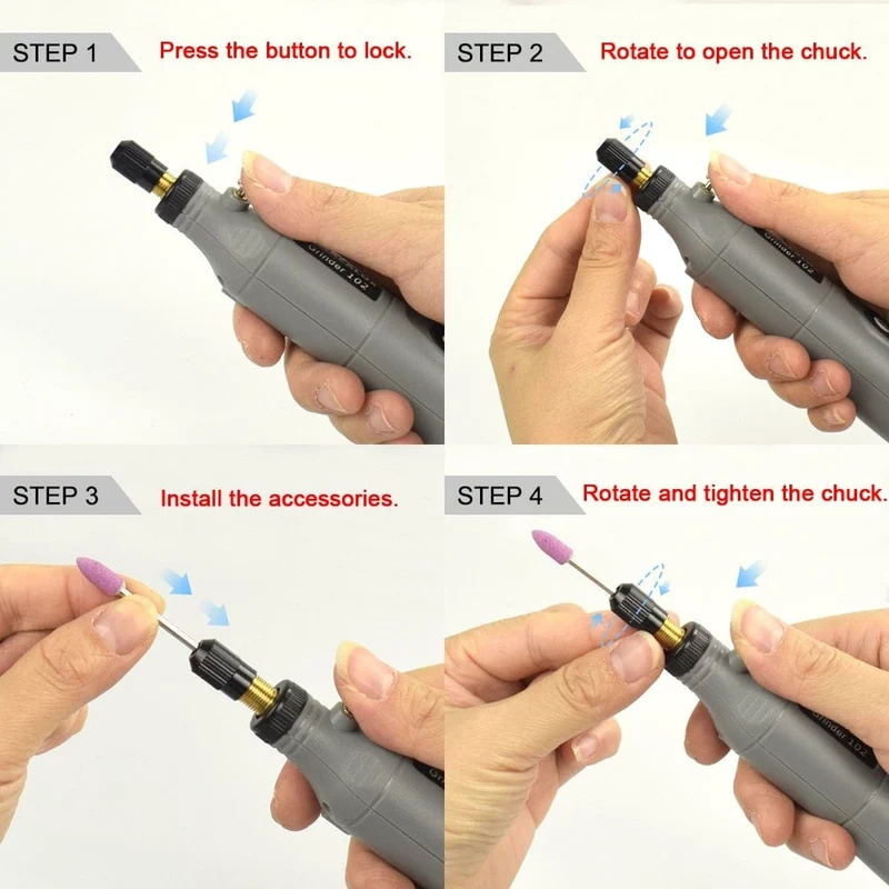 NEWACALOX Mini-Schleifmaschine mit variabler Geschwindigkeit und USB-Aufladung, Rotationswerkzeug-Set, Schleifset mit 126-teiligem Gravurzubehör-Set