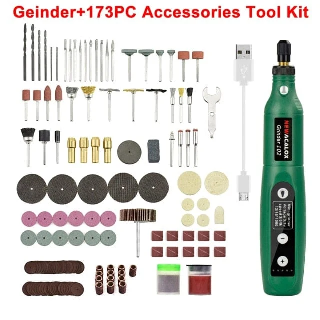 NEWACALOX Mini-Schleifmaschine mit variabler Geschwindigkeit und USB-Aufladung, Rotationswerkzeug-Set, Schleifset mit 126-teiligem Gravurzubehör-Set