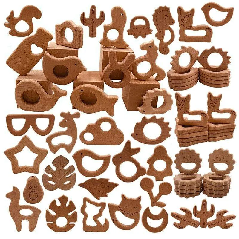 Heißer Baby Beißring Holz Tier Schnuller Anhänger Blätter Buche Eichhörnchen Nagetier Baby Gym Zubehör Zahn Anhänger Pflege Spielzeug Geschenk