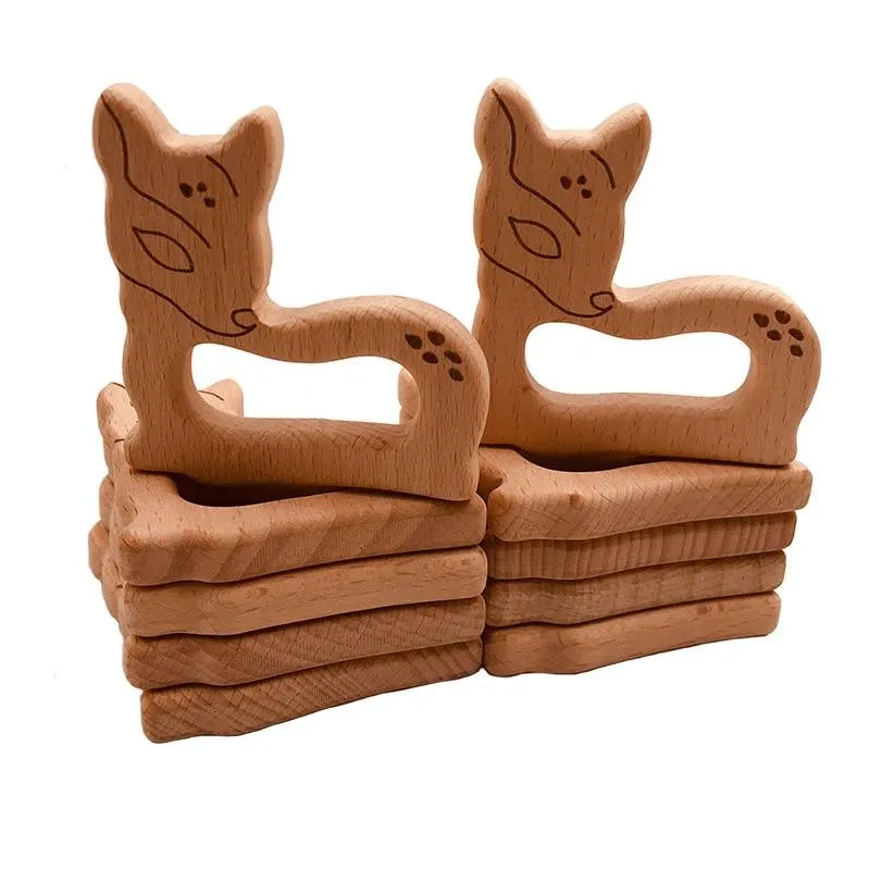 Heißer Baby Beißring Holz Tier Schnuller Anhänger Blätter Buche Eichhörnchen Nagetier Baby Gym Zubehör Zahn Anhänger Pflege Spielzeug Geschenk