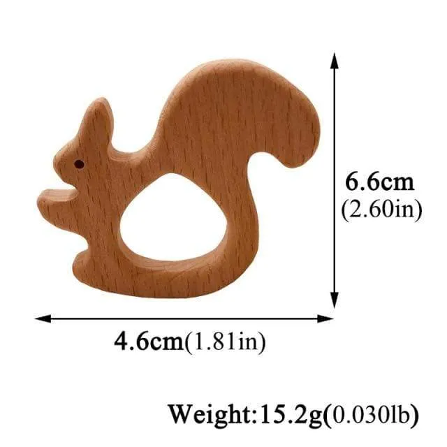 Heißer Baby Beißring Holz Tier Schnuller Anhänger Blätter Buche Eichhörnchen Nagetier Baby Gym Zubehör Zahn Anhänger Pflege Spielzeug Geschenk