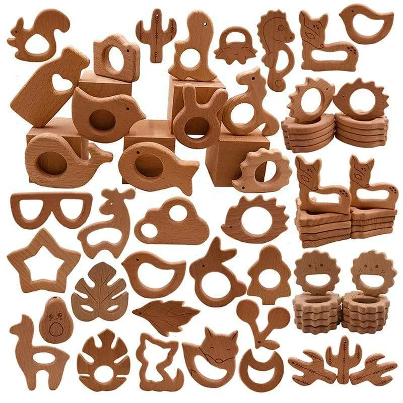 Heißer Baby Beißring Holz Tier Schnuller Anhänger Blätter Buche Eichhörnchen Nagetier Baby Gym Zubehör Zahn Anhänger Pflege Spielzeug Geschenk