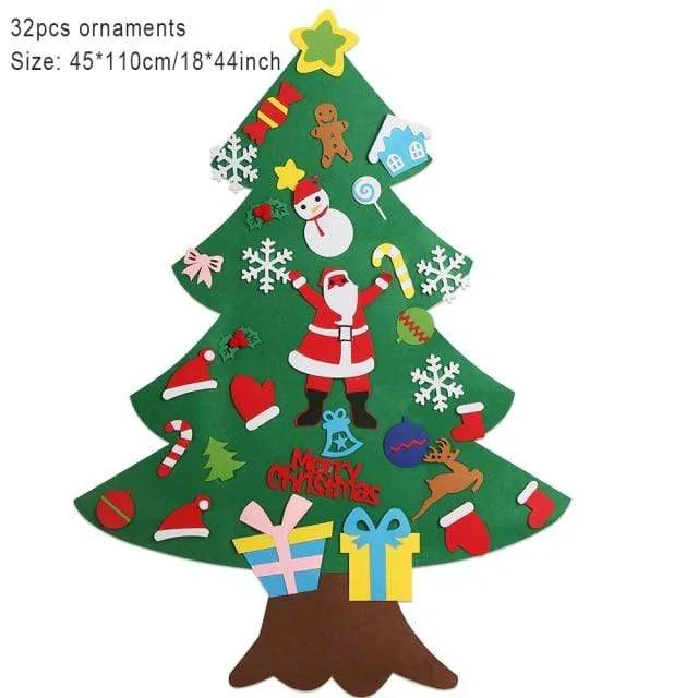 Baby Montessori Spielzeug 32 Stück DIY Filz Weihnachtsbaum Kleinkinder Beschäftigt Brett Weihnachtsbaum Geschenk für Junge Mädchen Tür Wand Ornament Dekorationen