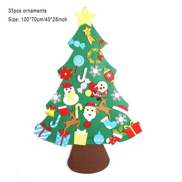 Baby Montessori Spielzeug 32 Stück DIY Filz Weihnachtsbaum Kleinkinder Beschäftigt Brett Weihnachtsbaum Geschenk für Junge Mädchen Tür Wand Ornament Dekorationen