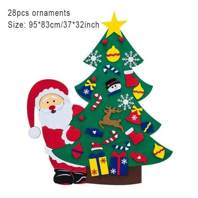 Baby Montessori Spielzeug 32 Stück DIY Filz Weihnachtsbaum Kleinkinder Beschäftigt Brett Weihnachtsbaum Geschenk für Junge Mädchen Tür Wand Ornament Dekorationen