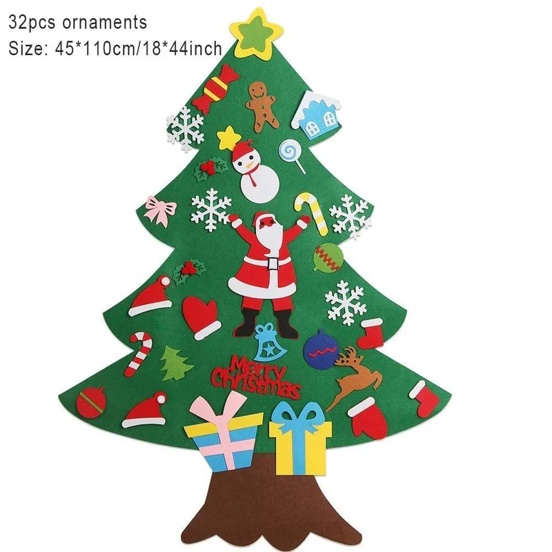 Baby Montessori Spielzeug 32 Stück DIY Filz Weihnachtsbaum Kleinkinder Beschäftigt Brett Weihnachtsbaum Geschenk für Junge Mädchen Tür Wand Ornament Dekorationen