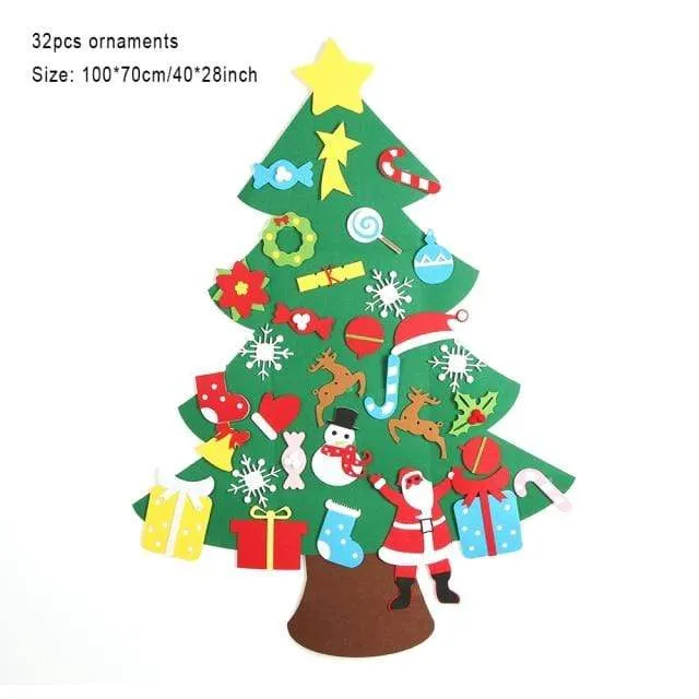 Baby Montessori Spielzeug 32 Stück DIY Filz Weihnachtsbaum Kleinkinder Beschäftigt Brett Weihnachtsbaum Geschenk für Junge Mädchen Tür Wand Ornament Dekorationen