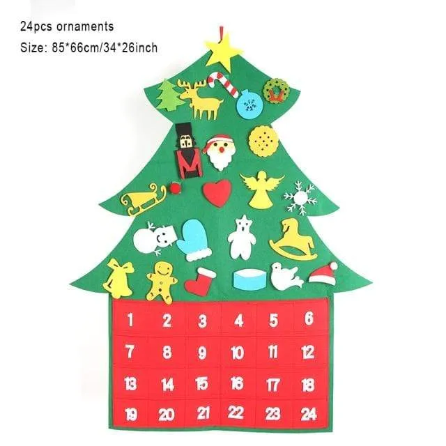 Baby Montessori Spielzeug 32 Stück DIY Filz Weihnachtsbaum Kleinkinder Beschäftigt Brett Weihnachtsbaum Geschenk für Junge Mädchen Tür Wand Ornament Dekorationen