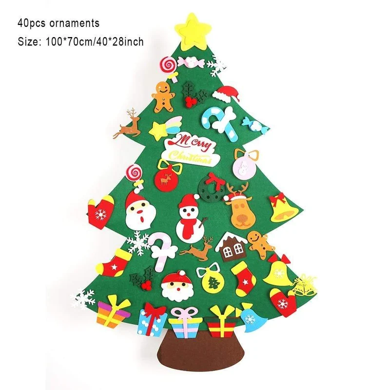 Baby Montessori Spielzeug 32 Stück DIY Filz Weihnachtsbaum Kleinkinder Beschäftigt Brett Weihnachtsbaum Geschenk für Junge Mädchen Tür Wand Ornament Dekorationen