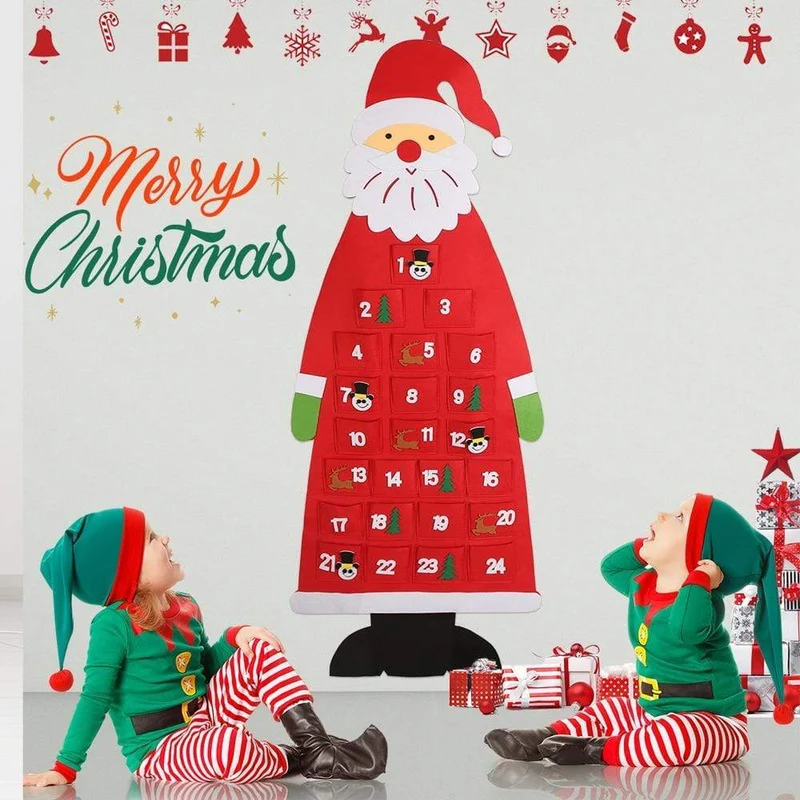Baby Montessori Spielzeug 32 Stück DIY Filz Weihnachtsbaum Kleinkinder Beschäftigt Brett Weihnachtsbaum Geschenk für Junge Mädchen Tür Wand Ornament Dekorationen