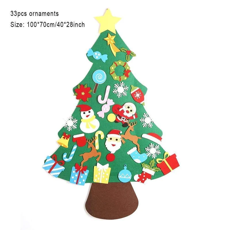 Baby Montessori Spielzeug 32 Stück DIY Filz Weihnachtsbaum Kleinkinder Beschäftigt Brett Weihnachtsbaum Geschenk für Junge Mädchen Tür Wand Ornament Dekorationen