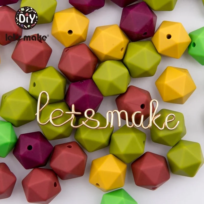 Lassen sie Machen 10pc 14mm Silikon Perlen Hexagon Bpa Frei Silikon Beißring Diy Zahnen Spielzeug Baby Kautable Zubehör baby Beißring