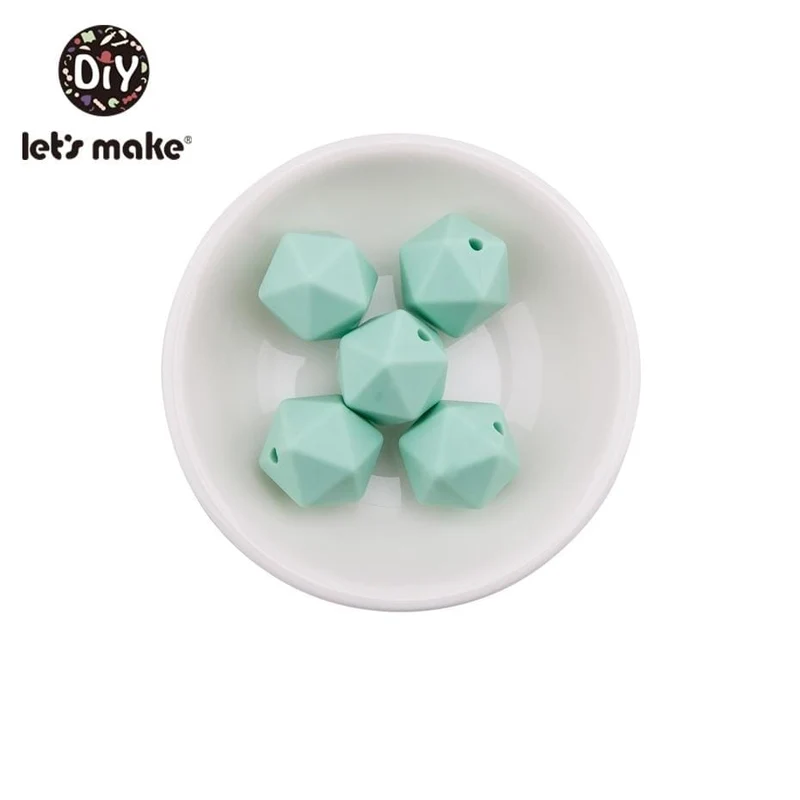 Lassen sie Machen 10pc 14mm Silikon Perlen Hexagon Bpa Frei Silikon Beißring Diy Zahnen Spielzeug Baby Kautable Zubehör baby Beißring