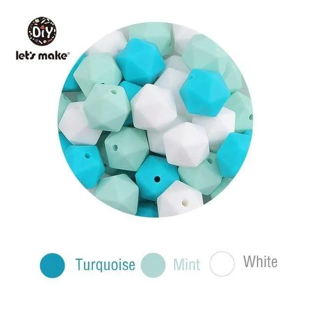 Lassen sie Machen 10pc 14mm Silikon Perlen Hexagon Bpa Frei Silikon Beißring Diy Zahnen Spielzeug Baby Kautable Zubehör baby Beißring