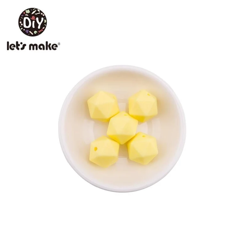 Lassen sie Machen 10pc 14mm Silikon Perlen Hexagon Bpa Frei Silikon Beißring Diy Zahnen Spielzeug Baby Kautable Zubehör baby Beißring