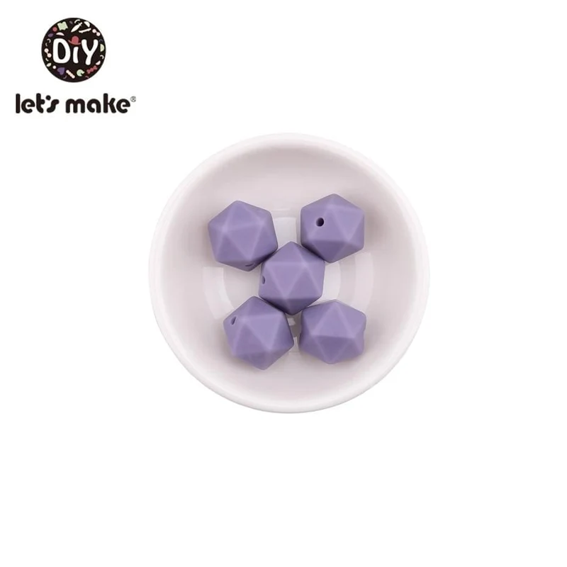 Lassen sie Machen 10pc 14mm Silikon Perlen Hexagon Bpa Frei Silikon Beißring Diy Zahnen Spielzeug Baby Kautable Zubehör baby Beißring