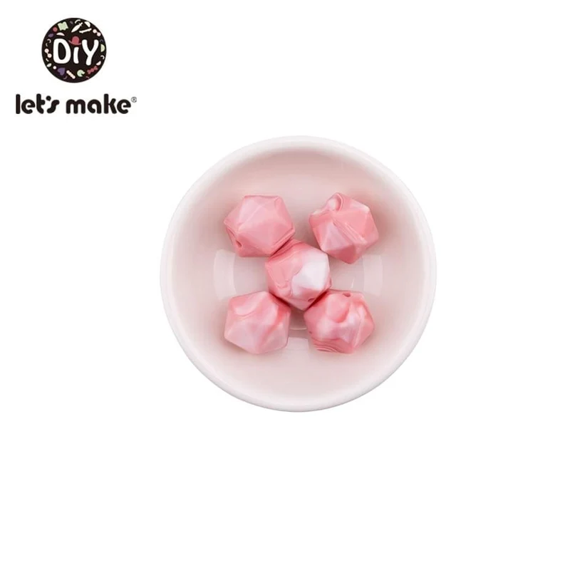 Lassen sie Machen 10pc 14mm Silikon Perlen Hexagon Bpa Frei Silikon Beißring Diy Zahnen Spielzeug Baby Kautable Zubehör baby Beißring