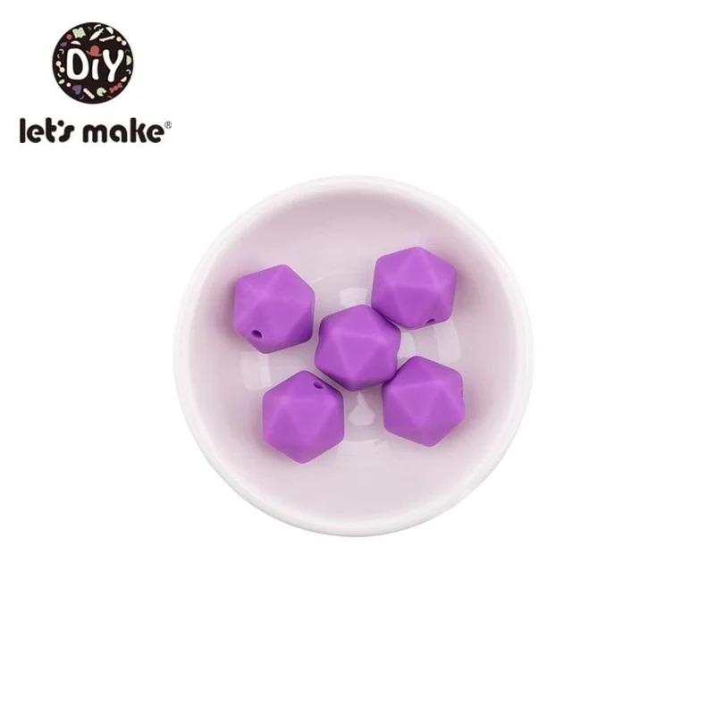 Lassen sie Machen 10pc 14mm Silikon Perlen Hexagon Bpa Frei Silikon Beißring Diy Zahnen Spielzeug Baby Kautable Zubehör baby Beißring