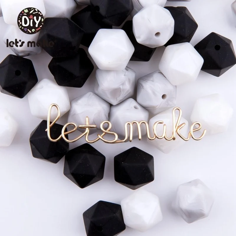 Lassen sie Machen 10pc 14mm Silikon Perlen Hexagon Bpa Frei Silikon Beißring Diy Zahnen Spielzeug Baby Kautable Zubehör baby Beißring