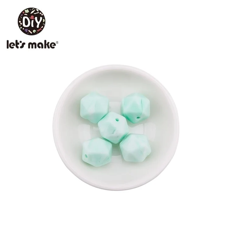 Lassen sie Machen 10pc 14mm Silikon Perlen Hexagon Bpa Frei Silikon Beißring Diy Zahnen Spielzeug Baby Kautable Zubehör baby Beißring