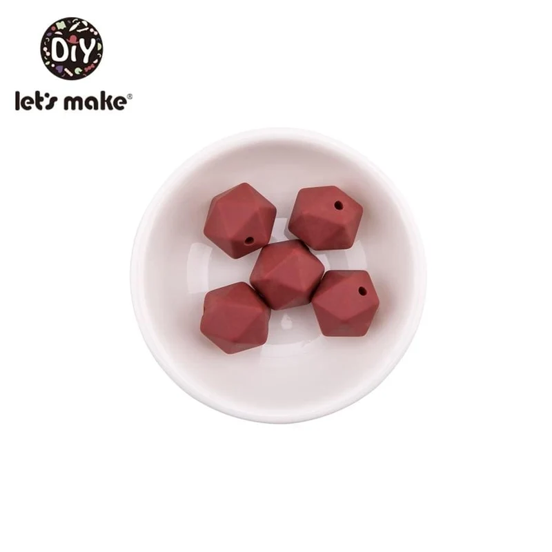 Lassen sie Machen 10pc 14mm Silikon Perlen Hexagon Bpa Frei Silikon Beißring Diy Zahnen Spielzeug Baby Kautable Zubehör baby Beißring