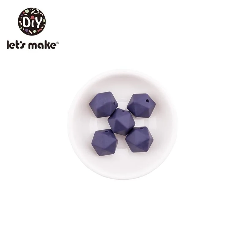 Lassen sie Machen 10pc 14mm Silikon Perlen Hexagon Bpa Frei Silikon Beißring Diy Zahnen Spielzeug Baby Kautable Zubehör baby Beißring