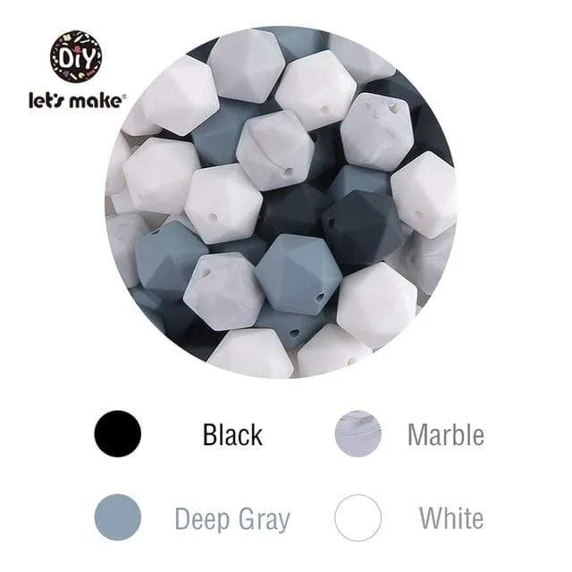 Lassen sie Machen 10pc 14mm Silikon Perlen Hexagon Bpa Frei Silikon Beißring Diy Zahnen Spielzeug Baby Kautable Zubehör baby Beißring