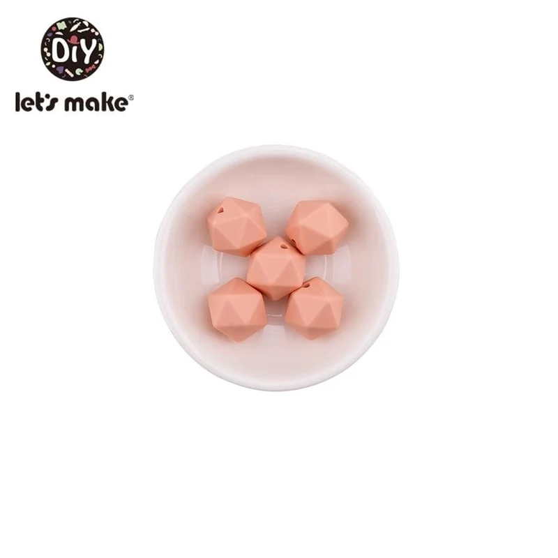Lassen sie Machen 10pc 14mm Silikon Perlen Hexagon Bpa Frei Silikon Beißring Diy Zahnen Spielzeug Baby Kautable Zubehör baby Beißring