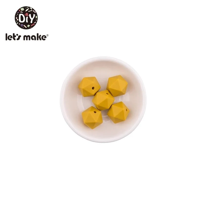 Lassen sie Machen 10pc 14mm Silikon Perlen Hexagon Bpa Frei Silikon Beißring Diy Zahnen Spielzeug Baby Kautable Zubehör baby Beißring