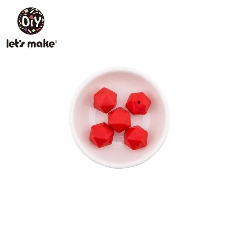 Lassen sie Machen 10pc 14mm Silikon Perlen Hexagon Bpa Frei Silikon Beißring Diy Zahnen Spielzeug Baby Kautable Zubehör baby Beißring