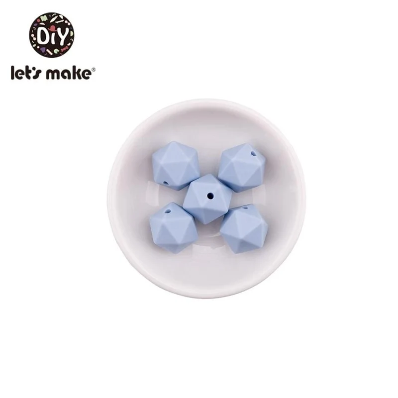 Lassen sie Machen 10pc 14mm Silikon Perlen Hexagon Bpa Frei Silikon Beißring Diy Zahnen Spielzeug Baby Kautable Zubehör baby Beißring