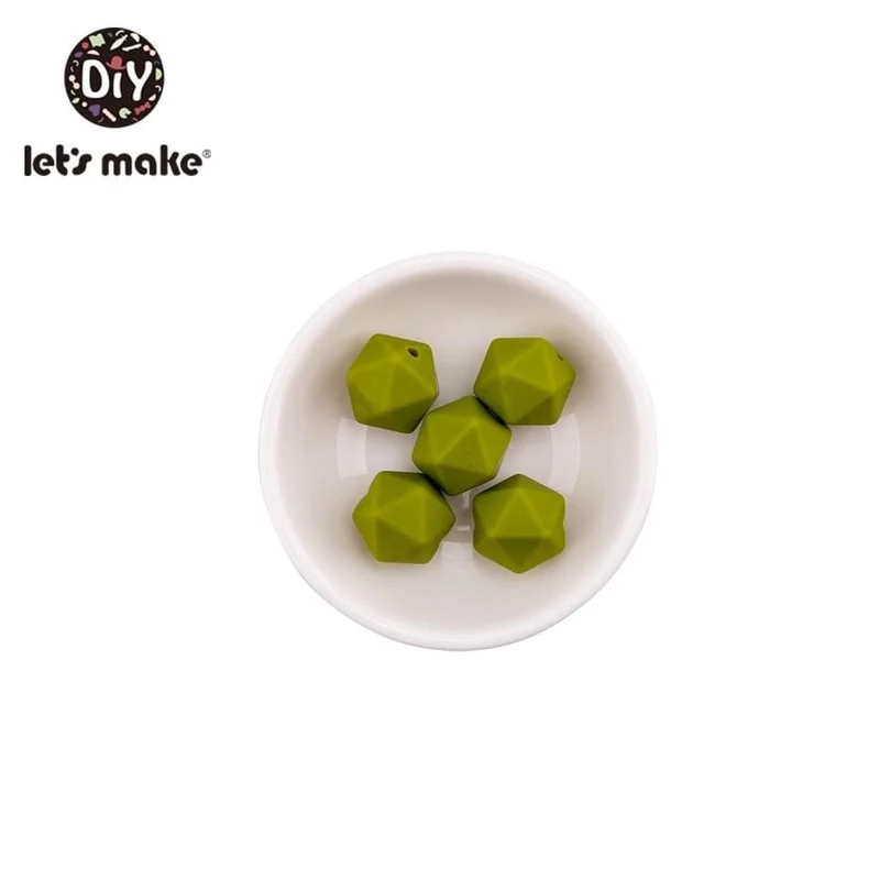Lassen sie Machen 10pc 14mm Silikon Perlen Hexagon Bpa Frei Silikon Beißring Diy Zahnen Spielzeug Baby Kautable Zubehör baby Beißring