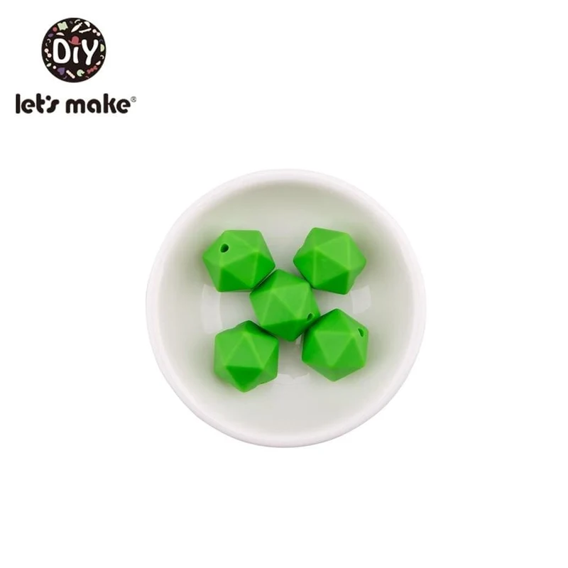 Lassen sie Machen 10pc 14mm Silikon Perlen Hexagon Bpa Frei Silikon Beißring Diy Zahnen Spielzeug Baby Kautable Zubehör baby Beißring