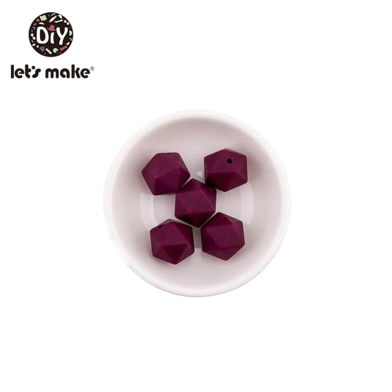 Lassen sie Machen 10pc 14mm Silikon Perlen Hexagon Bpa Frei Silikon Beißring Diy Zahnen Spielzeug Baby Kautable Zubehör baby Beißring