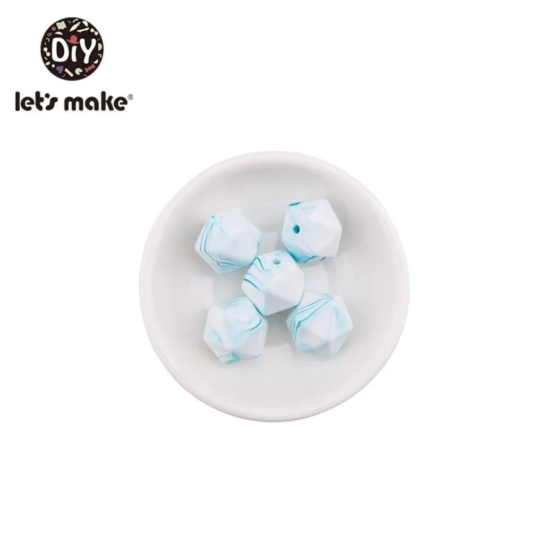 Lassen sie Machen 10pc 14mm Silikon Perlen Hexagon Bpa Frei Silikon Beißring Diy Zahnen Spielzeug Baby Kautable Zubehör baby Beißring