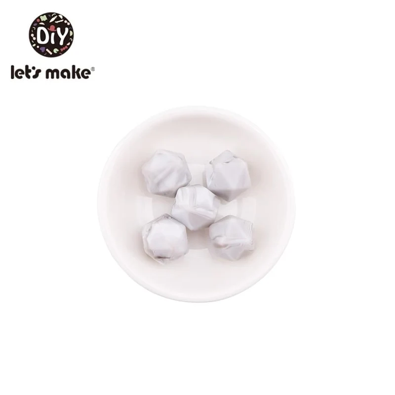 Lassen sie Machen 10pc 14mm Silikon Perlen Hexagon Bpa Frei Silikon Beißring Diy Zahnen Spielzeug Baby Kautable Zubehör baby Beißring