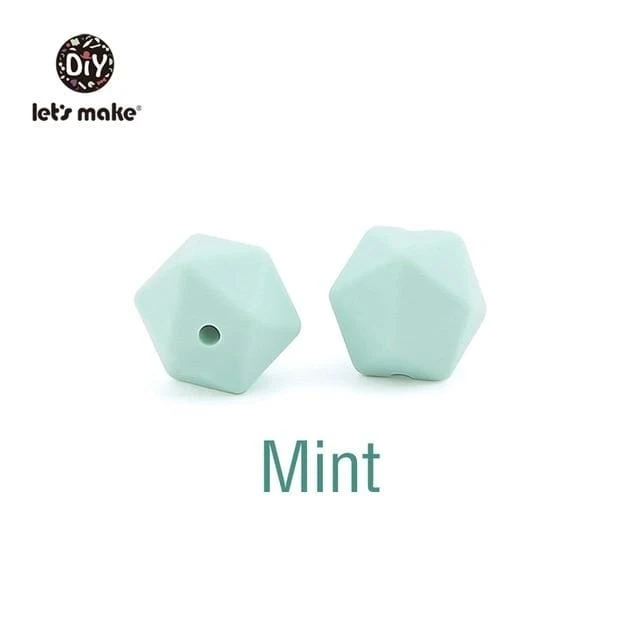 Lassen sie Machen 10pc 14mm Silikon Perlen Hexagon Bpa Frei Silikon Beißring Diy Zahnen Spielzeug Baby Kautable Zubehör baby Beißring