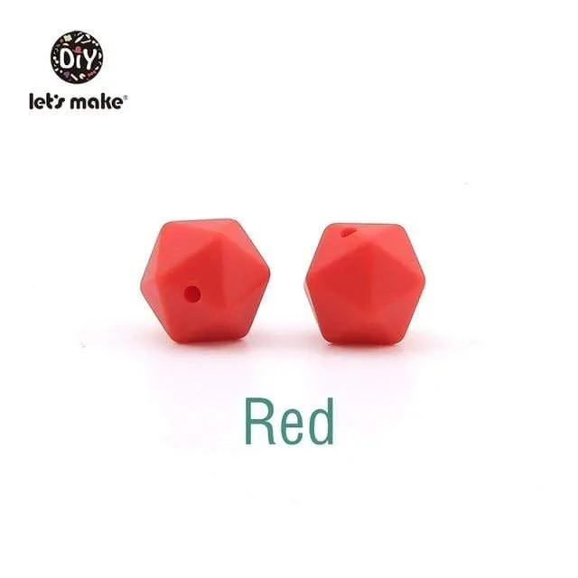 Lassen sie Machen 10pc 14mm Silikon Perlen Hexagon Bpa Frei Silikon Beißring Diy Zahnen Spielzeug Baby Kautable Zubehör baby Beißring