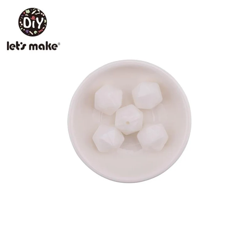 Lassen sie Machen 10pc 14mm Silikon Perlen Hexagon Bpa Frei Silikon Beißring Diy Zahnen Spielzeug Baby Kautable Zubehör baby Beißring