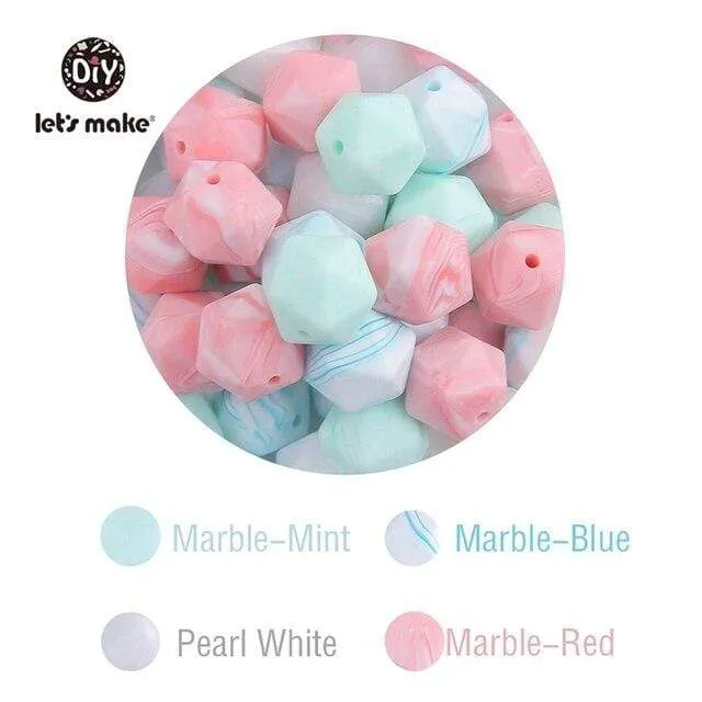 Lassen sie Machen 10pc 14mm Silikon Perlen Hexagon Bpa Frei Silikon Beißring Diy Zahnen Spielzeug Baby Kautable Zubehör baby Beißring