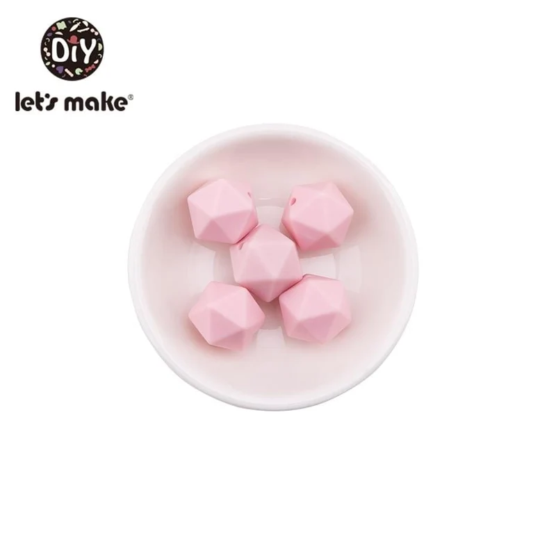 Lassen sie Machen 10pc 14mm Silikon Perlen Hexagon Bpa Frei Silikon Beißring Diy Zahnen Spielzeug Baby Kautable Zubehör baby Beißring